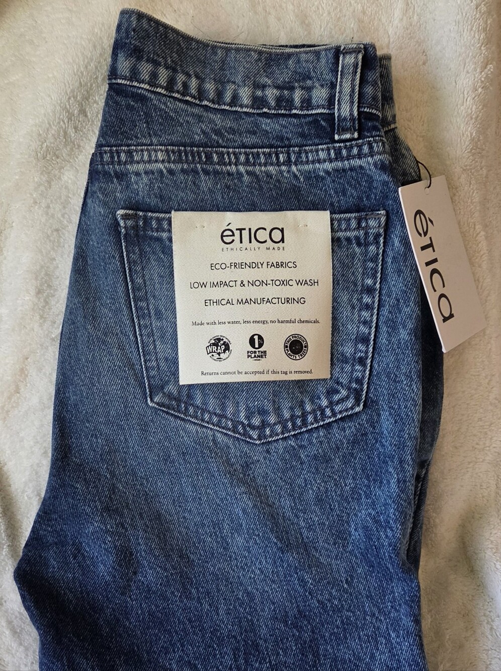 Ética Women’s Straight Leg Jeans, Raw Hem Crop, Eco-friendly, NWT, SZ 8-10